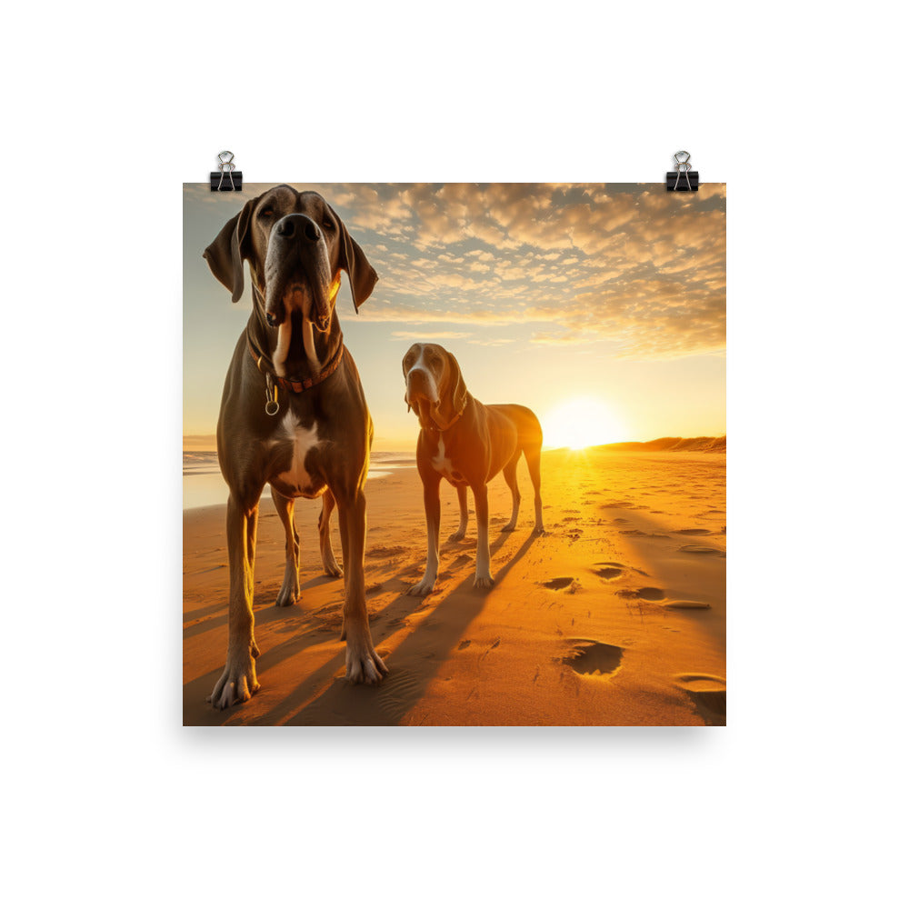 Great Danes at Sunset Photo paper poster - PosterfyAI.com