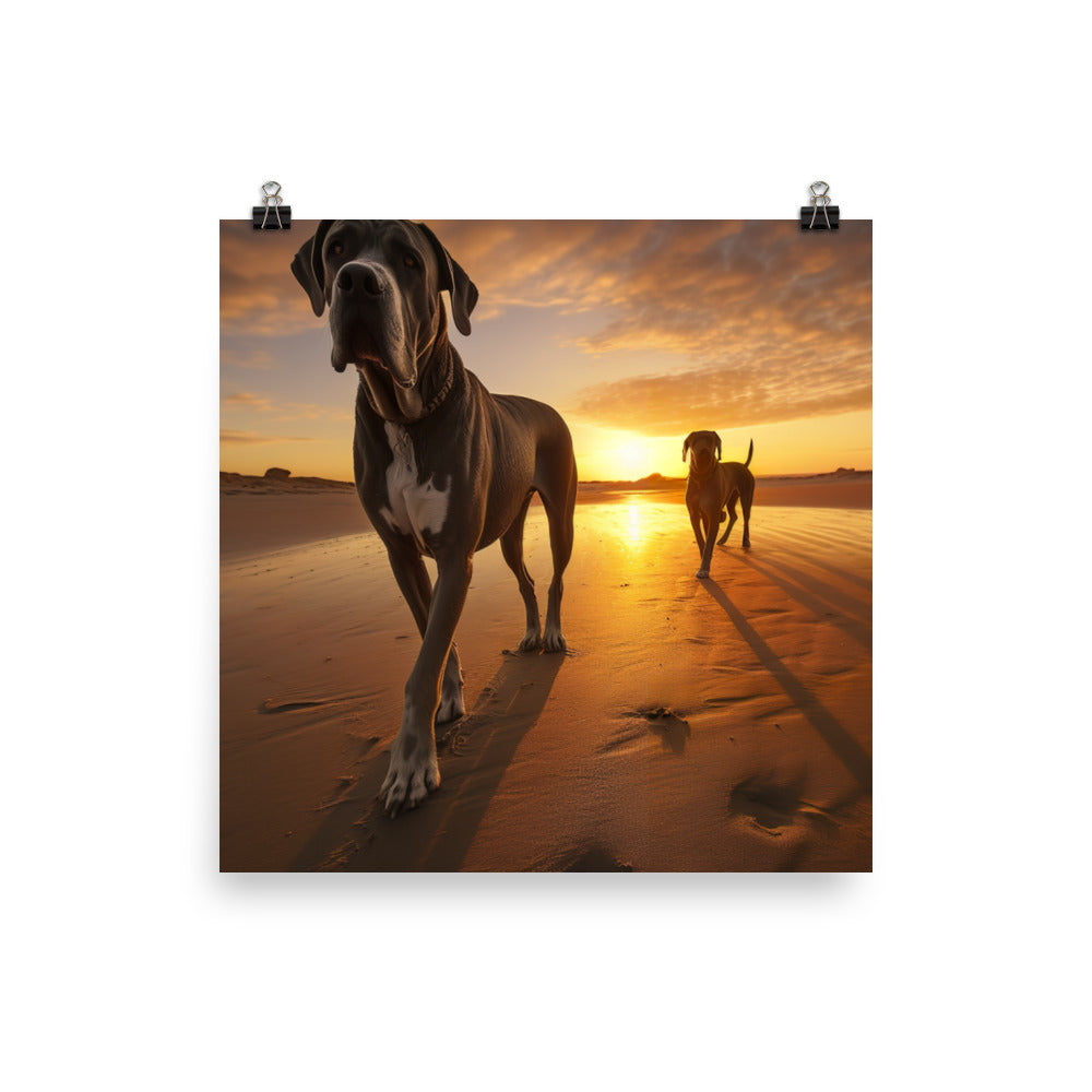 Great Danes at Sunset Photo paper poster - PosterfyAI.com