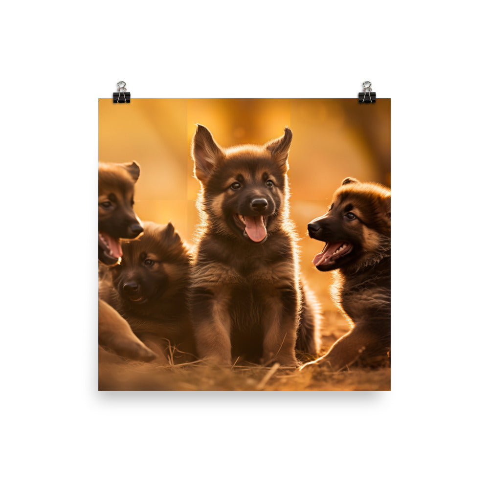 German Shepherd Puppies Photo paper poster - PosterfyAI.com