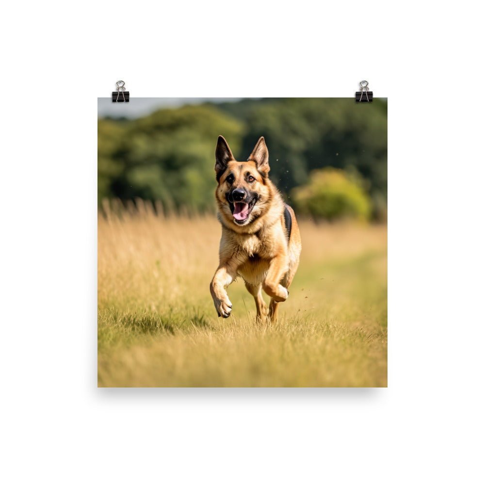 German Shepherd Playtime Photo paper poster - PosterfyAI.com
