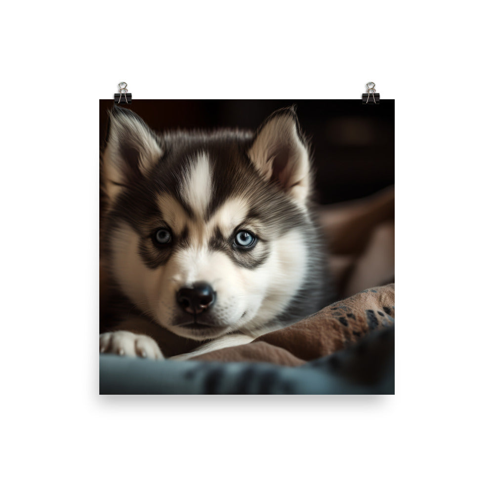 Gentle Alaskan Malamute Pup Photo paper poster - PosterfyAI.com