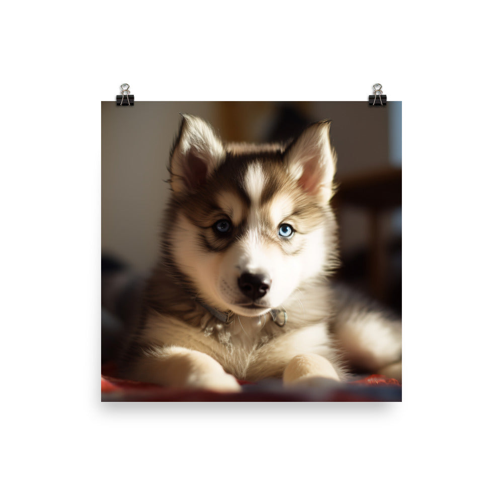 Gentle Alaskan Malamute Pup Photo paper poster - PosterfyAI.com