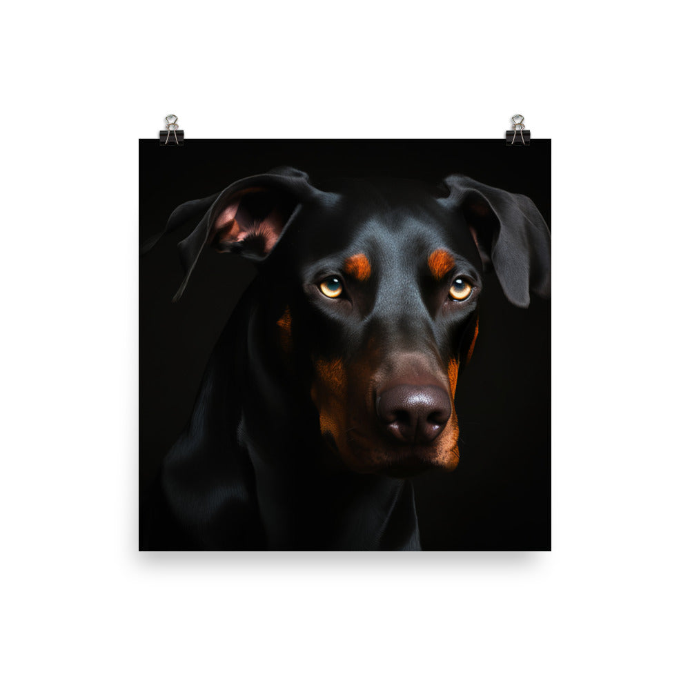 Doberman Pinschers piercing gaze Photo paper poster - PosterfyAI.com