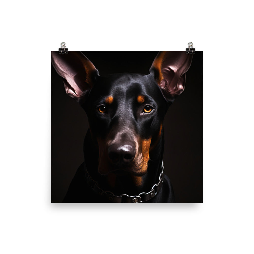 Doberman Pinschers piercing gaze Photo paper poster - PosterfyAI.com