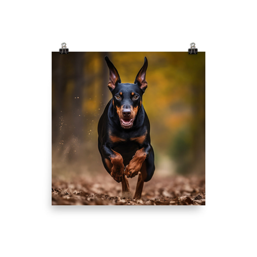 Doberman Pinschers love of running Photo paper poster - PosterfyAI.com
