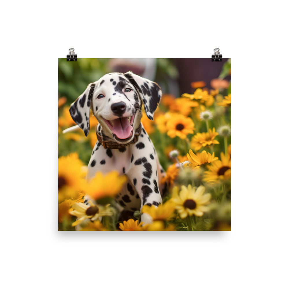 Dalmatian Pup in the Garden Photo paper poster - PosterfyAI.com