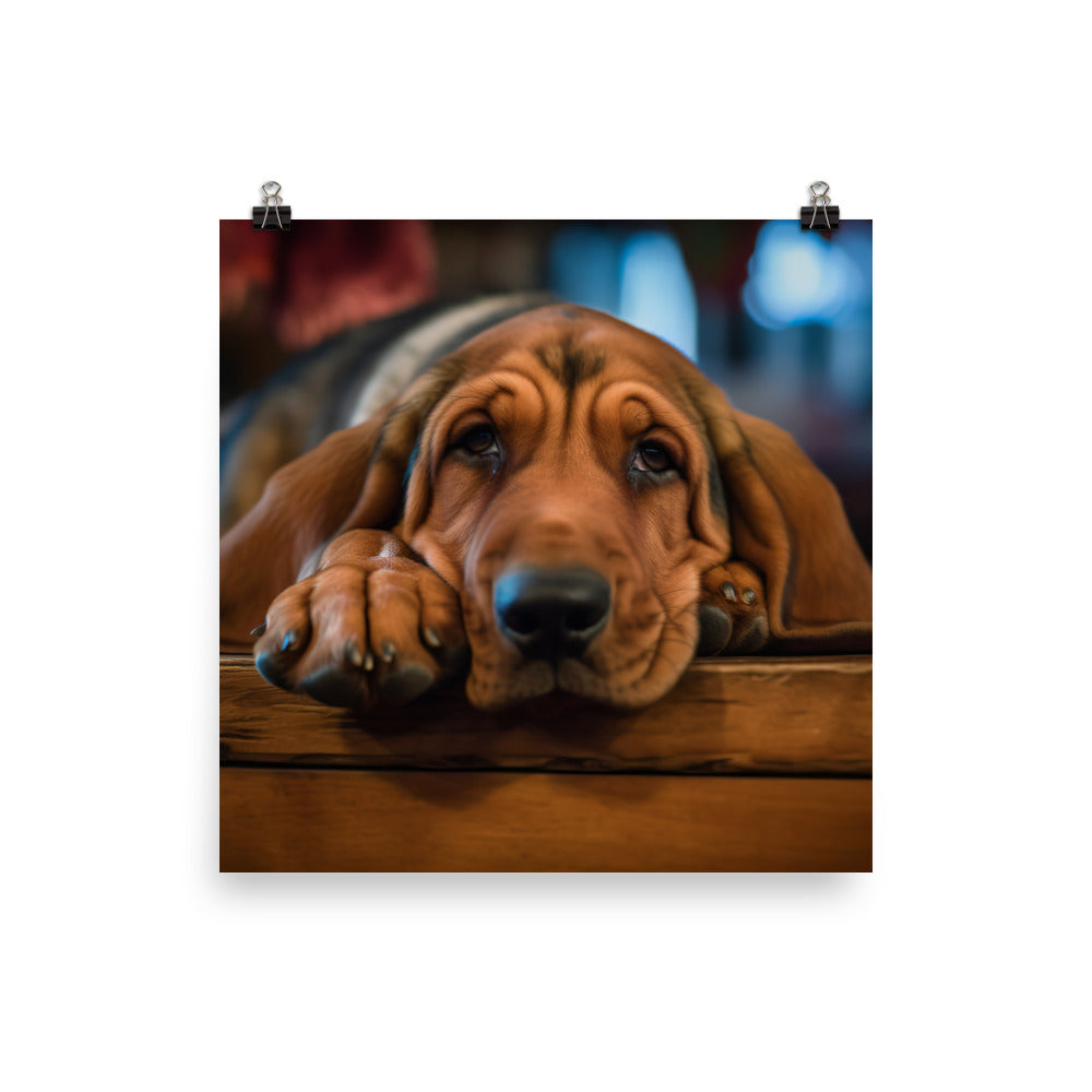 Cuddles with a Bloodhound Photo paper poster - PosterfyAI.com
