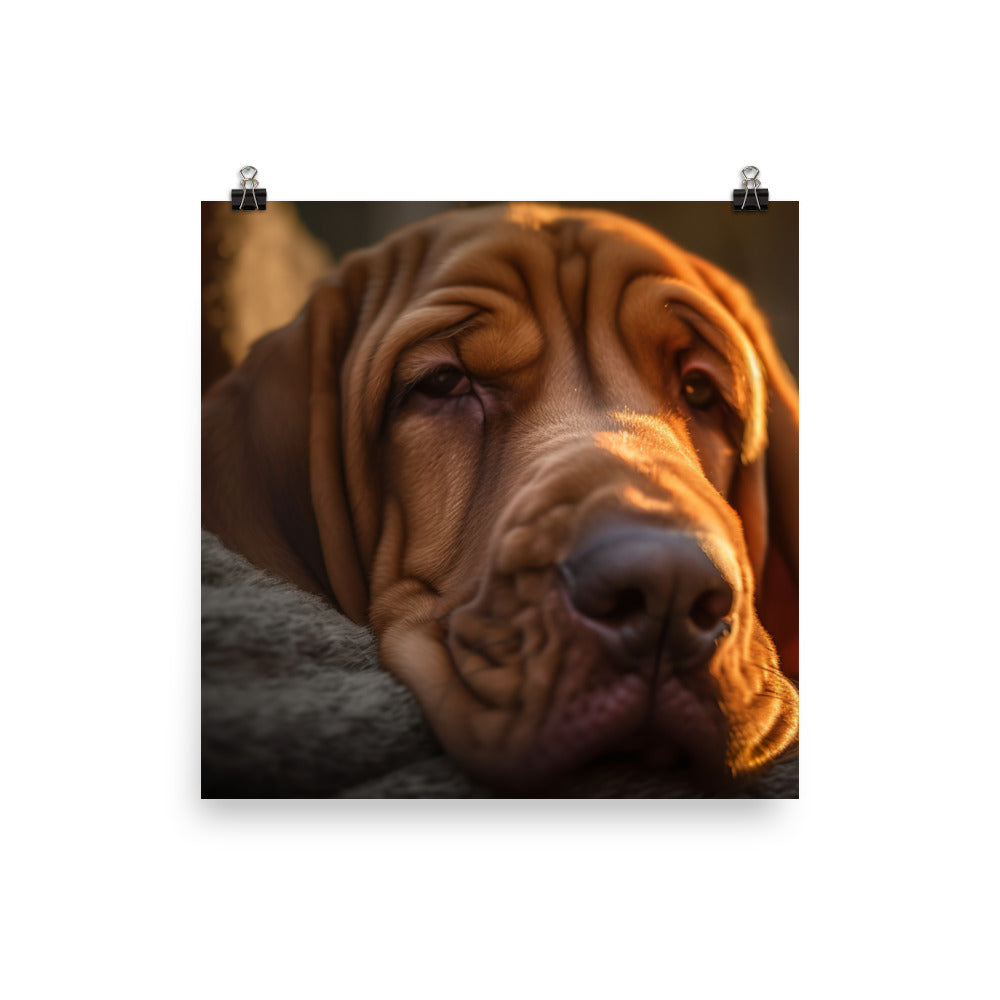 Cuddles with a Bloodhound Photo paper poster - PosterfyAI.com