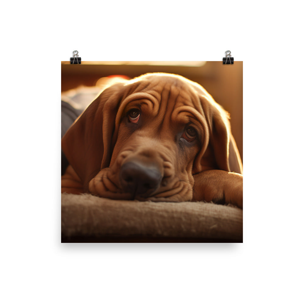 Cuddles with a Bloodhound Photo paper poster - PosterfyAI.com
