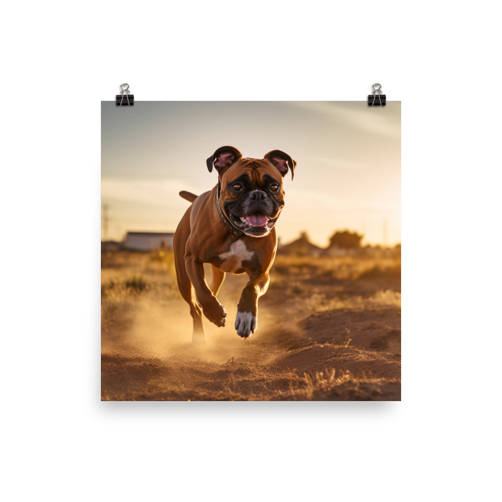 Energetic Boxer at Playtime photo paper poster - Posterfy.AI