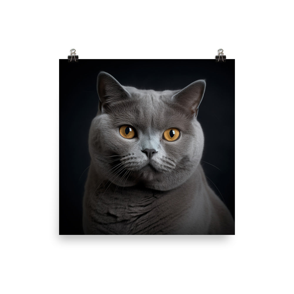 British Shorthair Cat in Portraits Photo paper poster - PosterfyAI.com