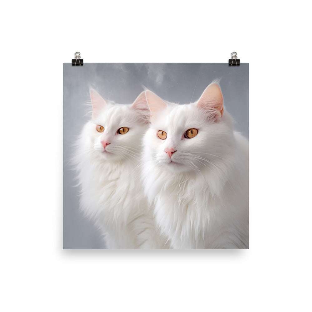 Turkish Van Cat in Winter Photo paper poster - PosterfyAI.com