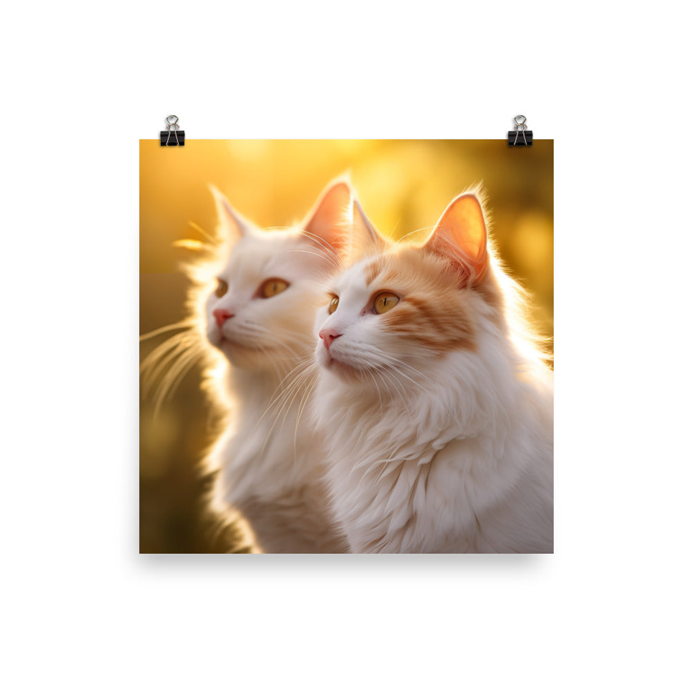 Turkish Van Cat Basking Photo paper poster - PosterfyAI.com