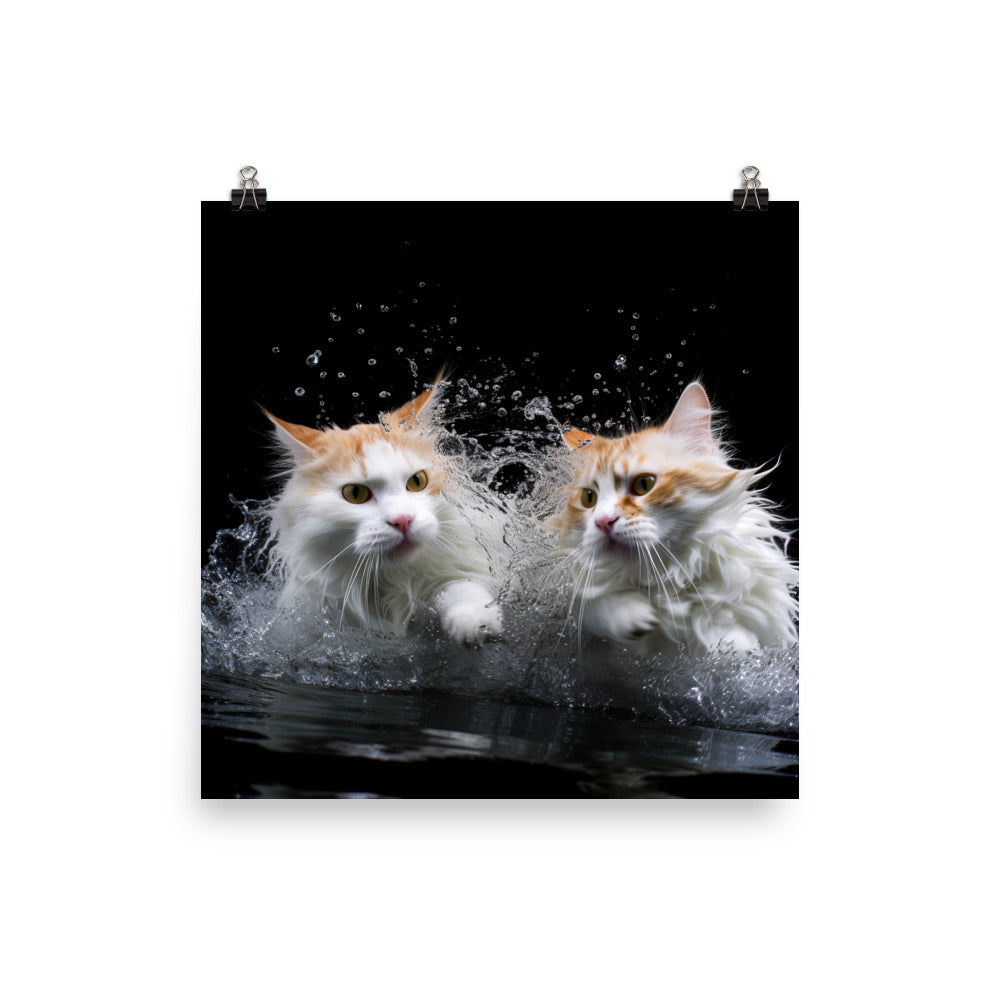 Graceful Turkish Van Cat Photo paper poster - PosterfyAI.com