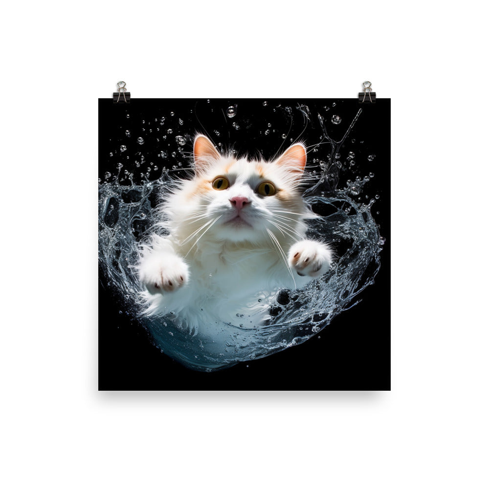 Graceful Turkish Van Cat Photo paper poster - PosterfyAI.com