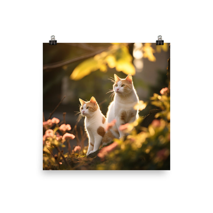 Japanese Bobtail Cat in Serene Outdoor Photo paper poster - PosterfyAI.com