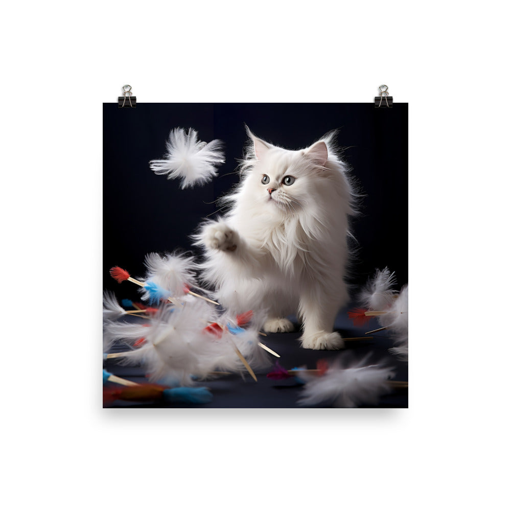 Persian Cat Playtime Photo paper poster - PosterfyAI.com