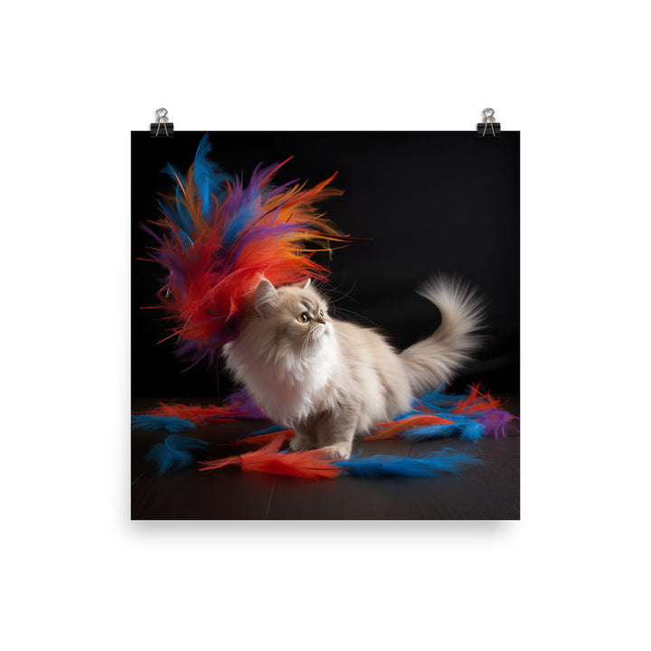 Persian Cat Playtime Photo paper poster - PosterfyAI.com
