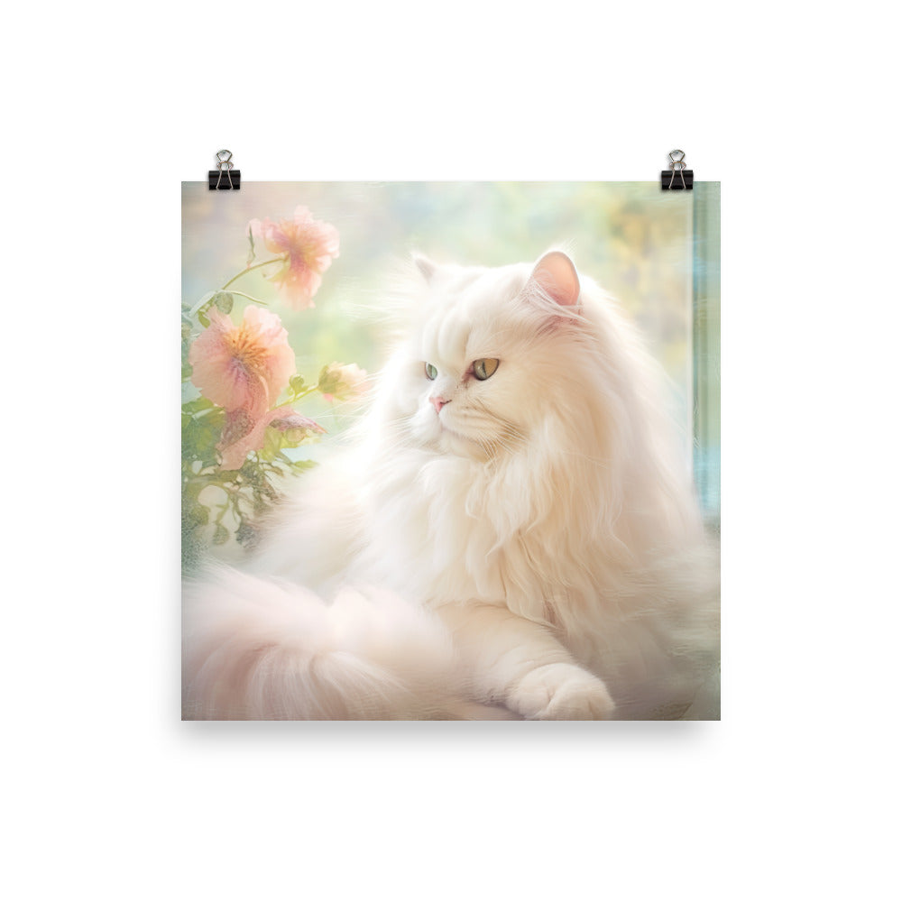 Persian Cat in Dreamy Pastel Photo paper poster - PosterfyAI.com