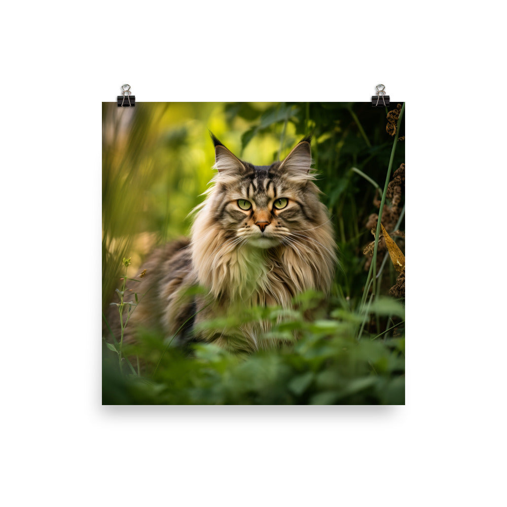 Maine Coon in Natural Habitat Photo paper poster - PosterfyAI.com