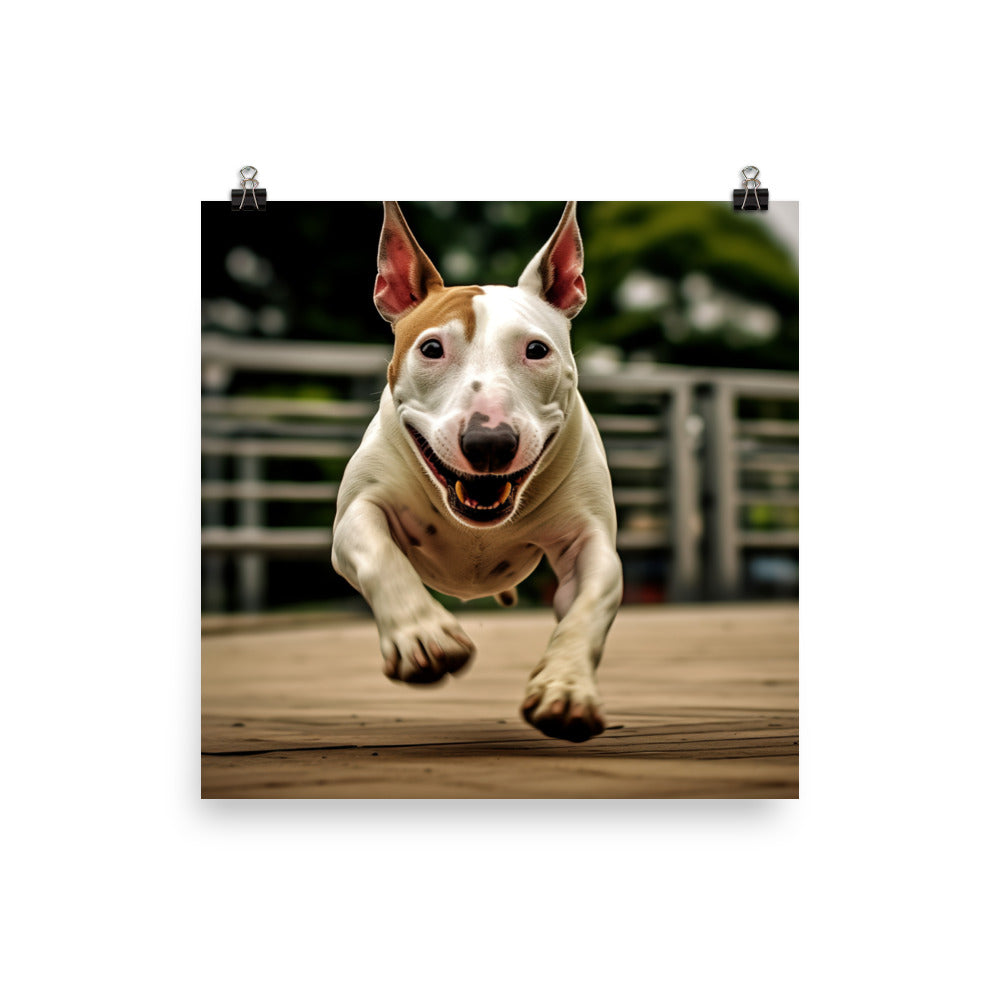 Bull Terrier at Play Photo paper poster - PosterfyAI.com