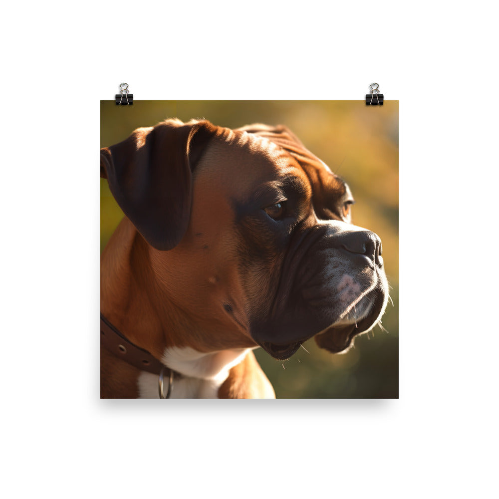 Boxer Portrait in Sunlight Photo paper poster - PosterfyAI.com