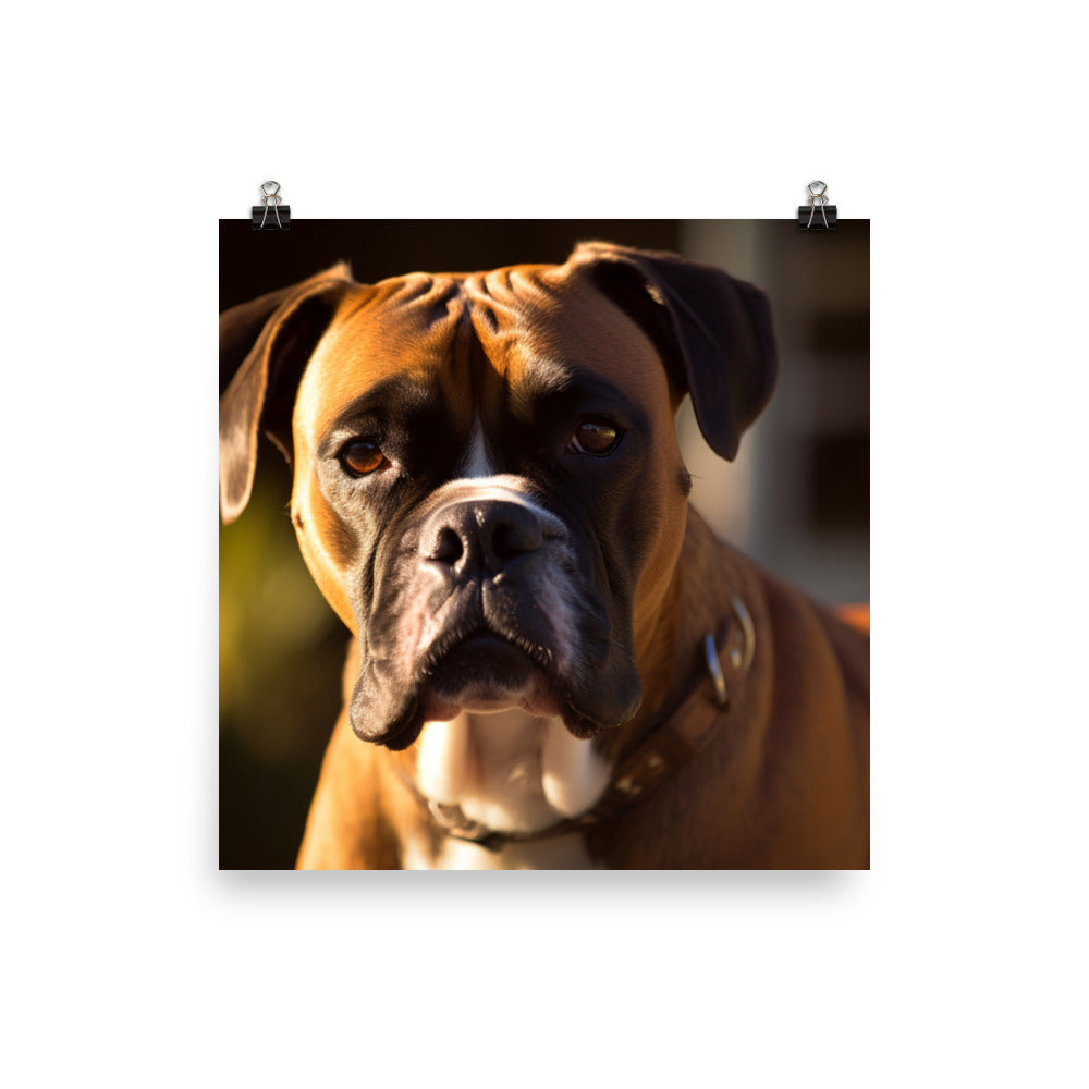 Boxer Portrait in Sunlight Photo paper poster - PosterfyAI.com