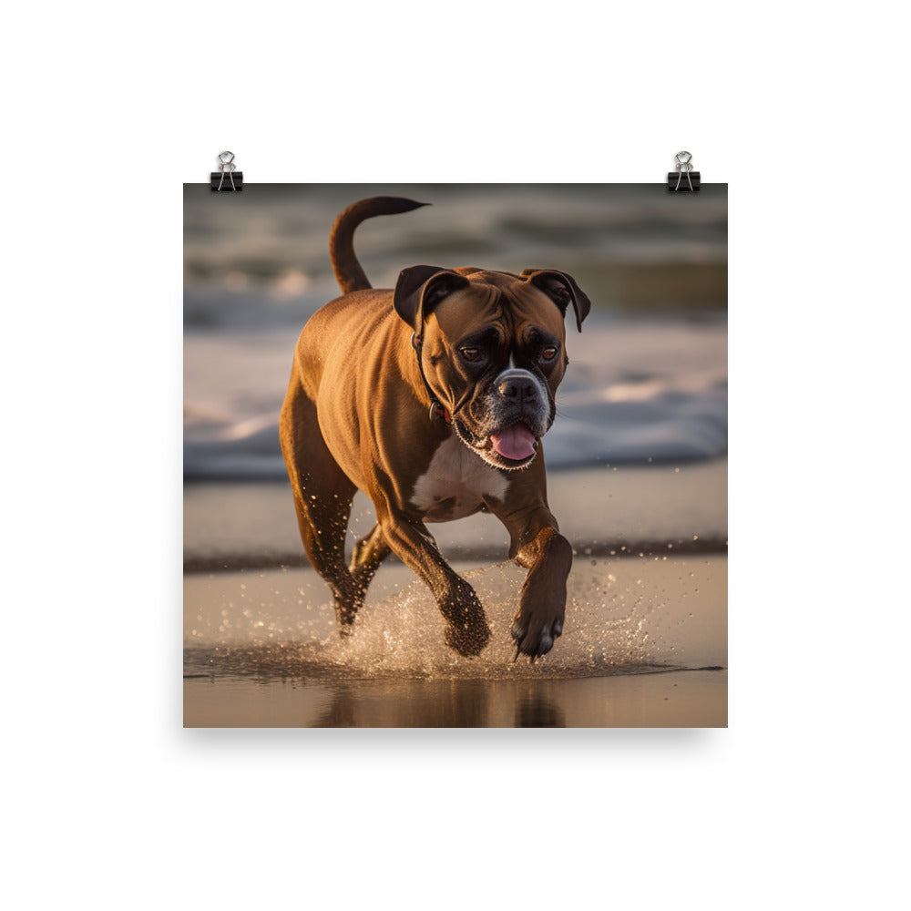 Boxer on the Beach Photo paper poster - PosterfyAI.com