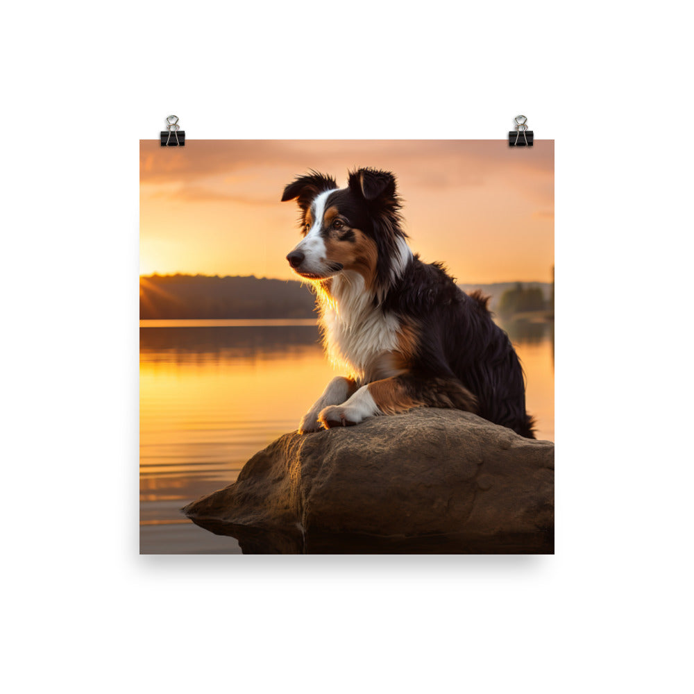 Border Collie at Sunset Photo paper poster - PosterfyAI.com