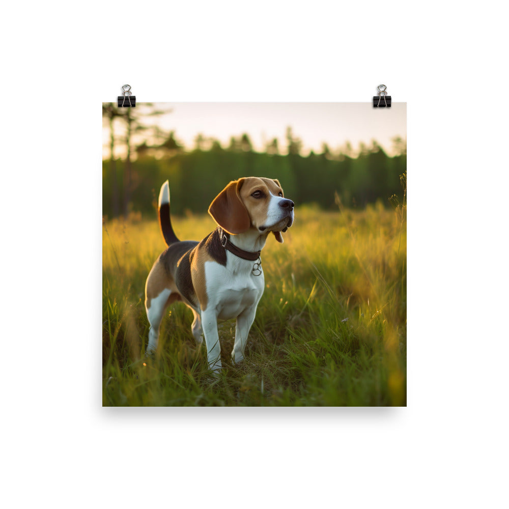 Beagle at play Photo paper poster - PosterfyAI.com