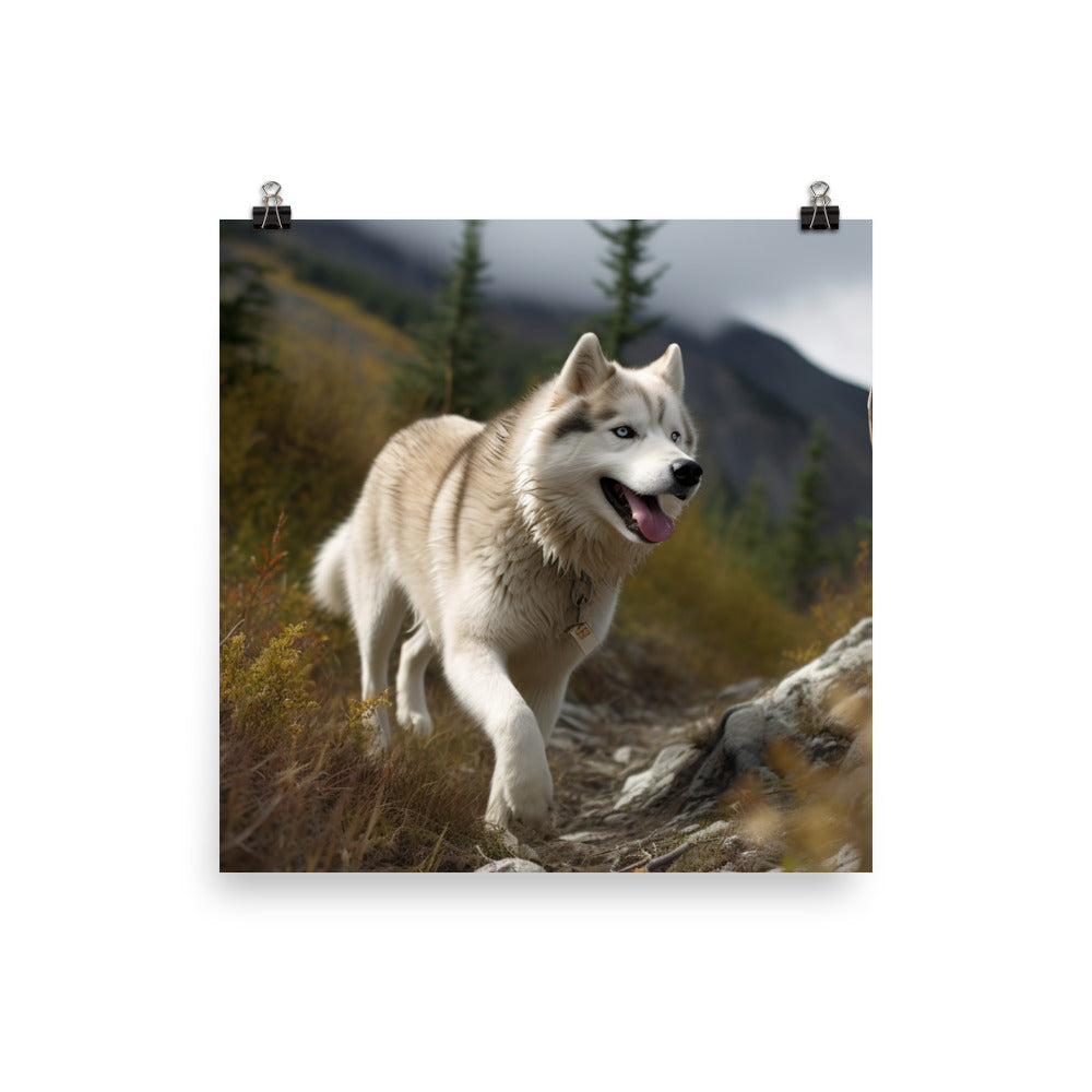 Alaskan Malamute on a Hike Photo paper poster - PosterfyAI.com