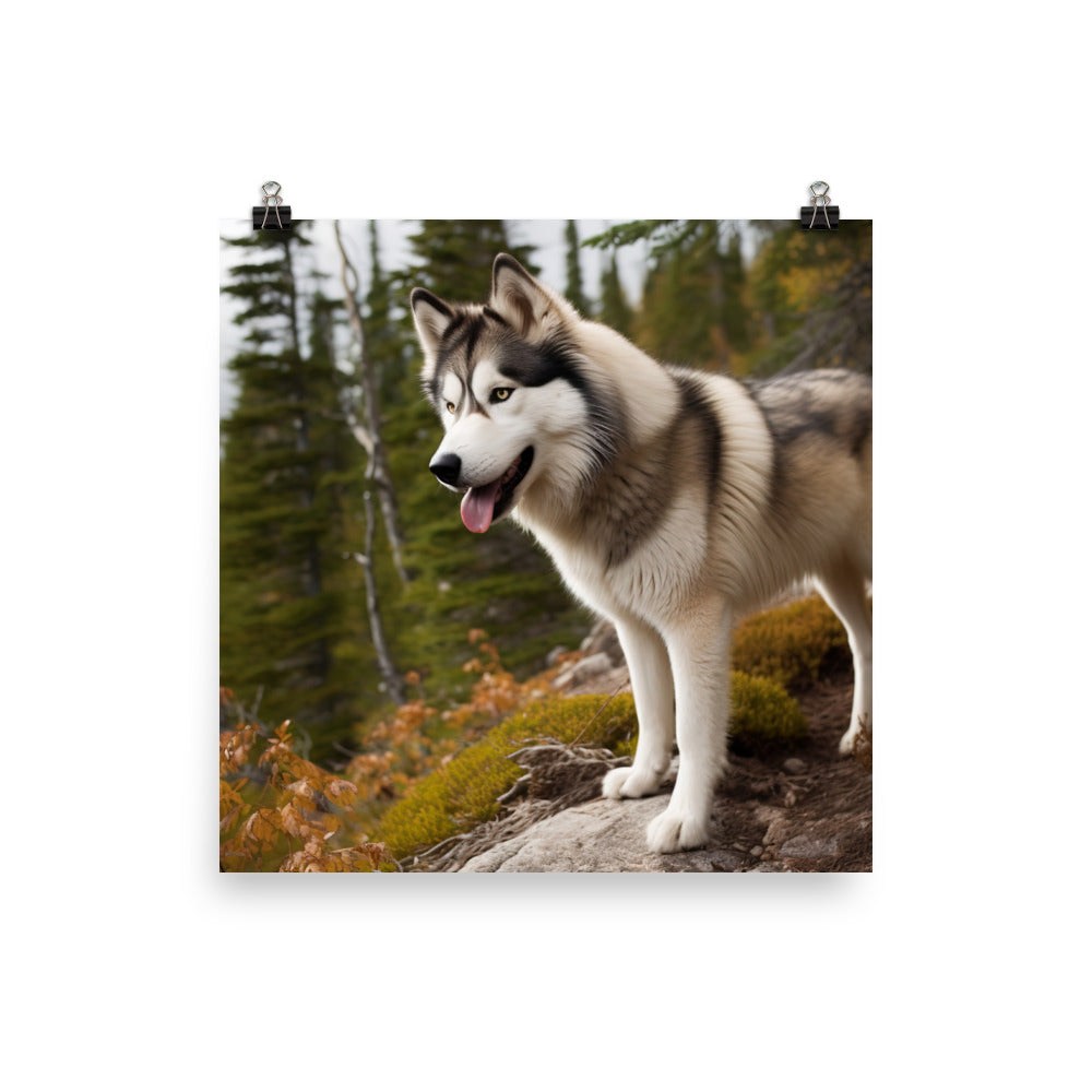 Alaskan Malamute on a Hike Photo paper poster - PosterfyAI.com