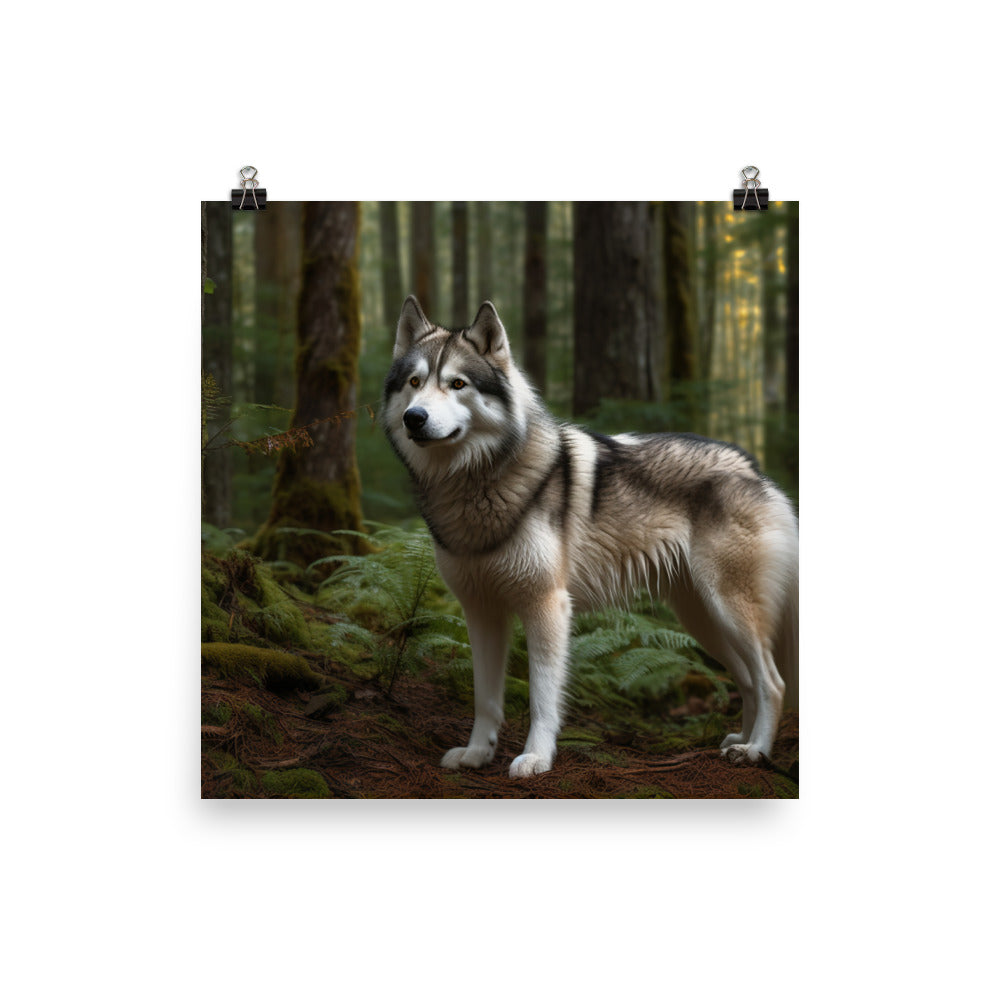 Alaskan Malamute in the Forest Photo paper poster - PosterfyAI.com