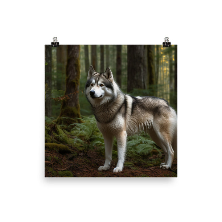 Alaskan Malamute in the Forest Photo paper poster - PosterfyAI.com