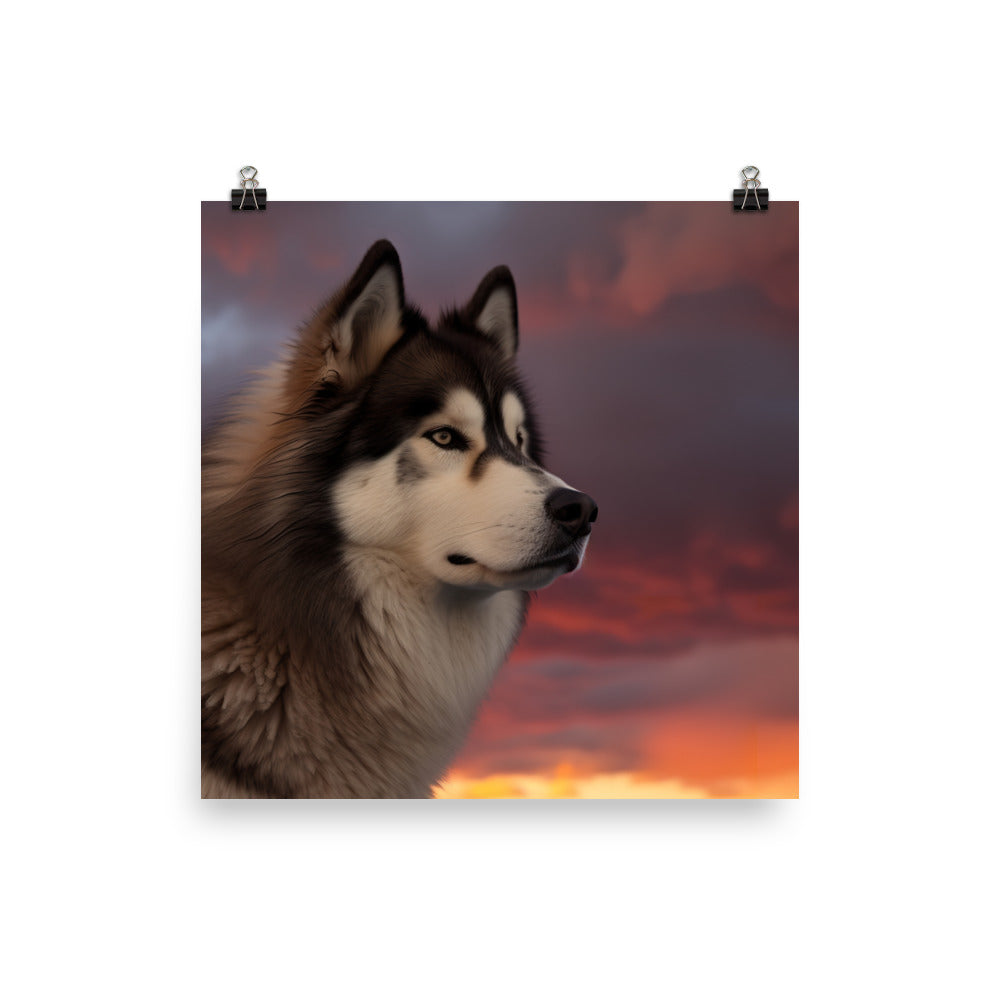 Alaskan Malamute at Sunset Photo paper poster - PosterfyAI.com