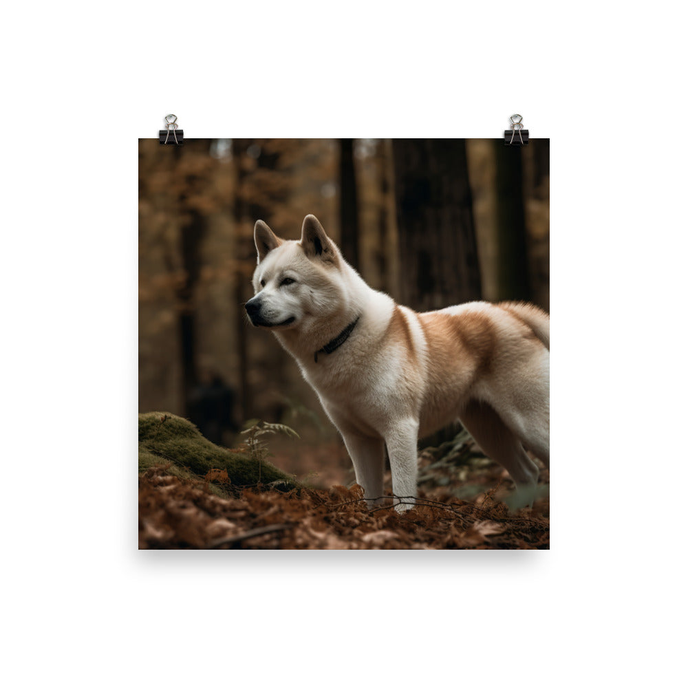 Akita Guarding the Forest Photo paper poster - PosterfyAI.com