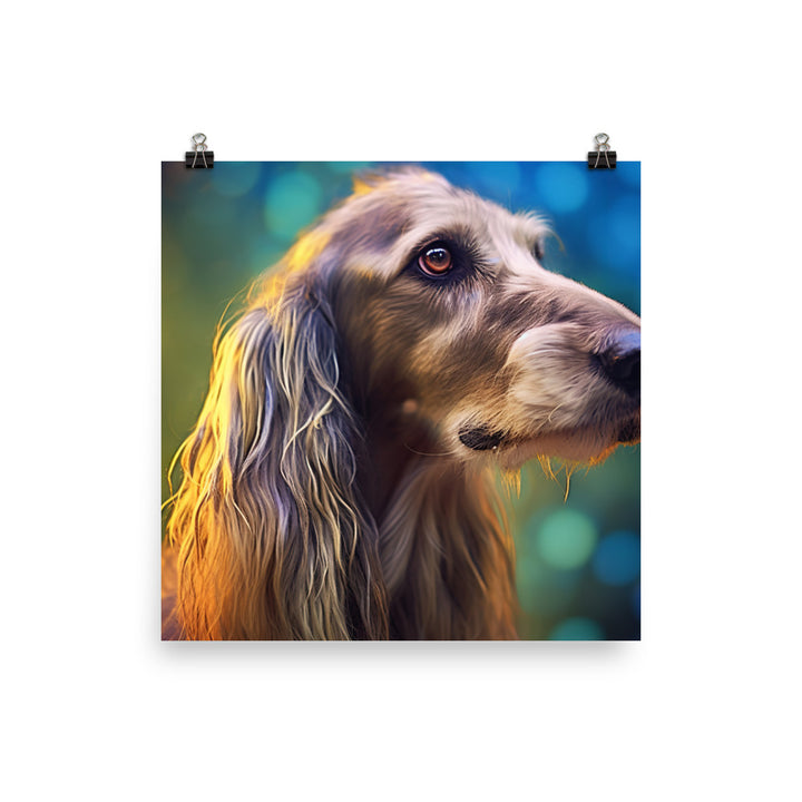Afghan Hound portrait with bokeh Photo paper poster - PosterfyAI.com