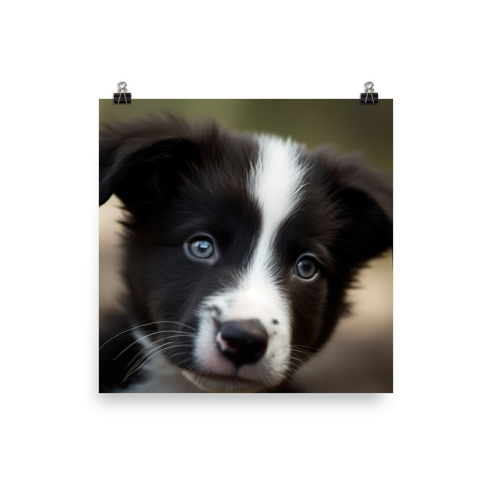 Adorable Border Collie Puppy Photo paper poster - PosterfyAI.com
