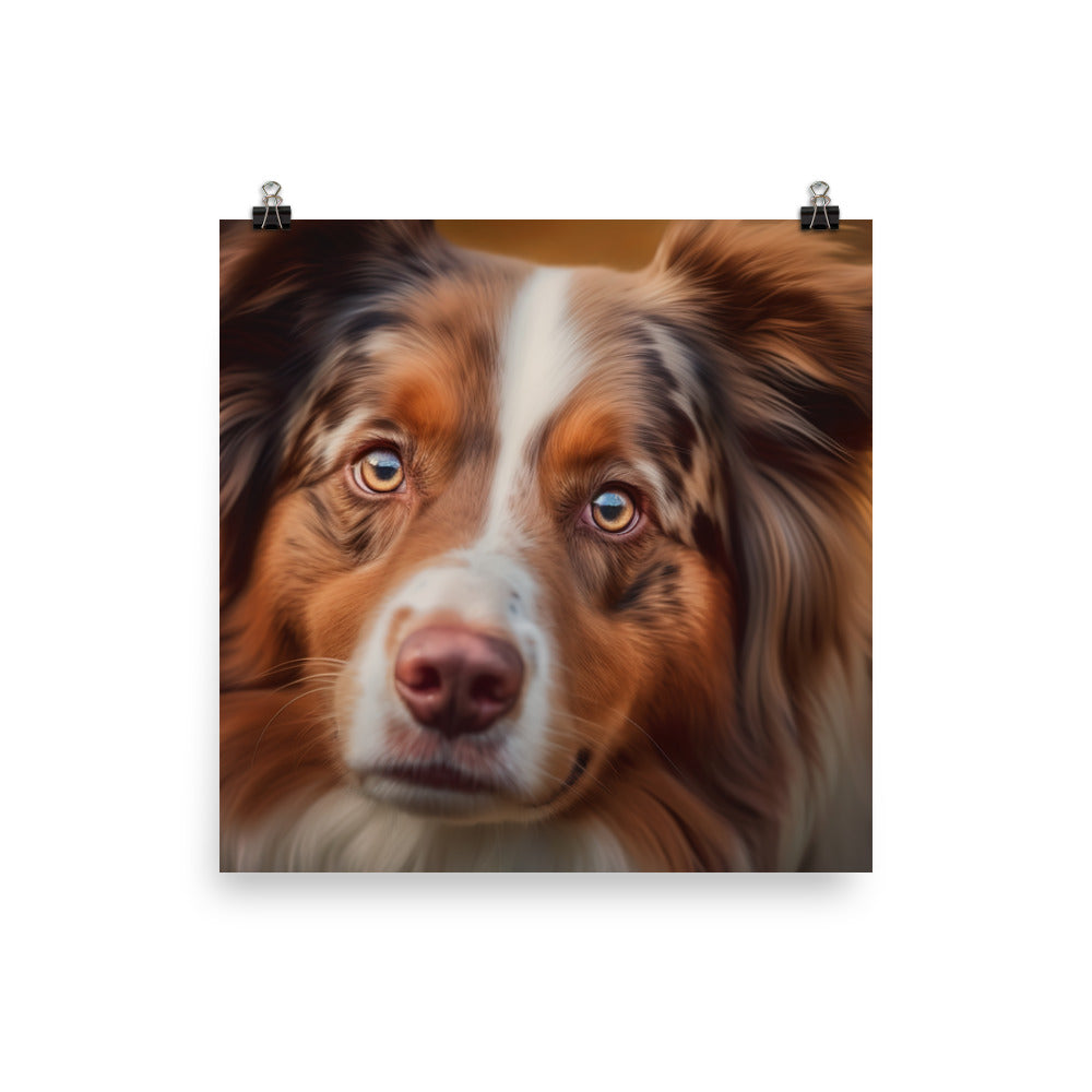 A Photorealistic portrait of your Australian Shepherd Photo paper poster - PosterfyAI.com
