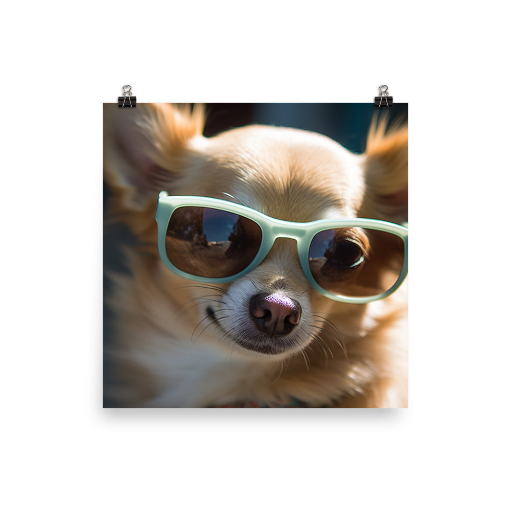 A Chihuahua wearing sunglasses Photo paper poster - PosterfyAI.com
