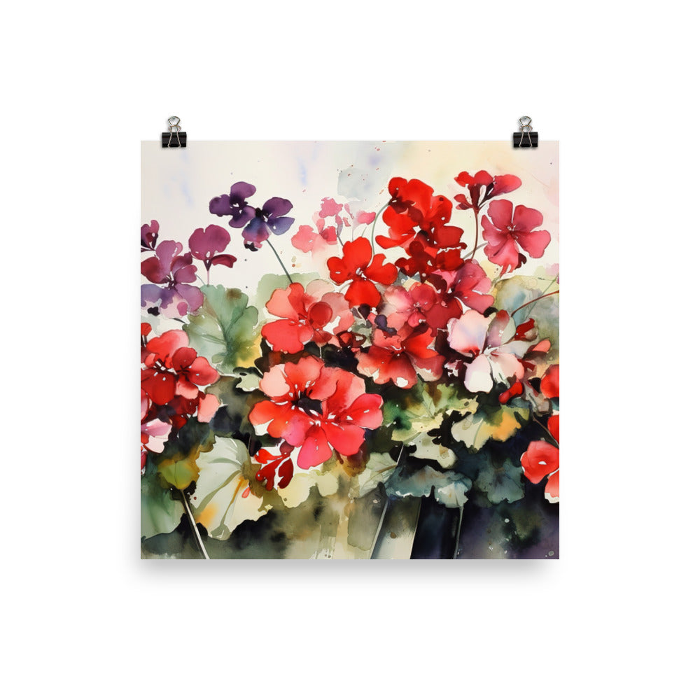 Elegant Geranium Bouquets photo paper poster - Posterfy.AI