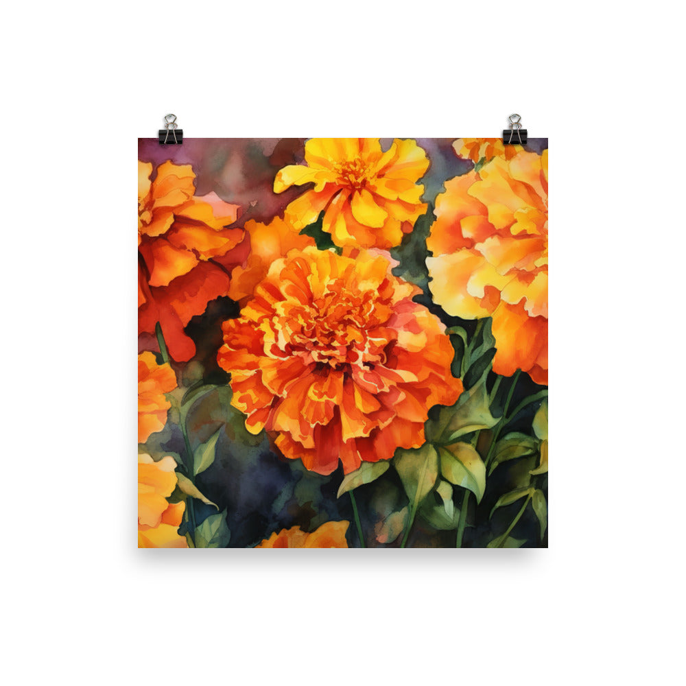Marigolds in Full Bloom photo paper poster - Posterfy.AI