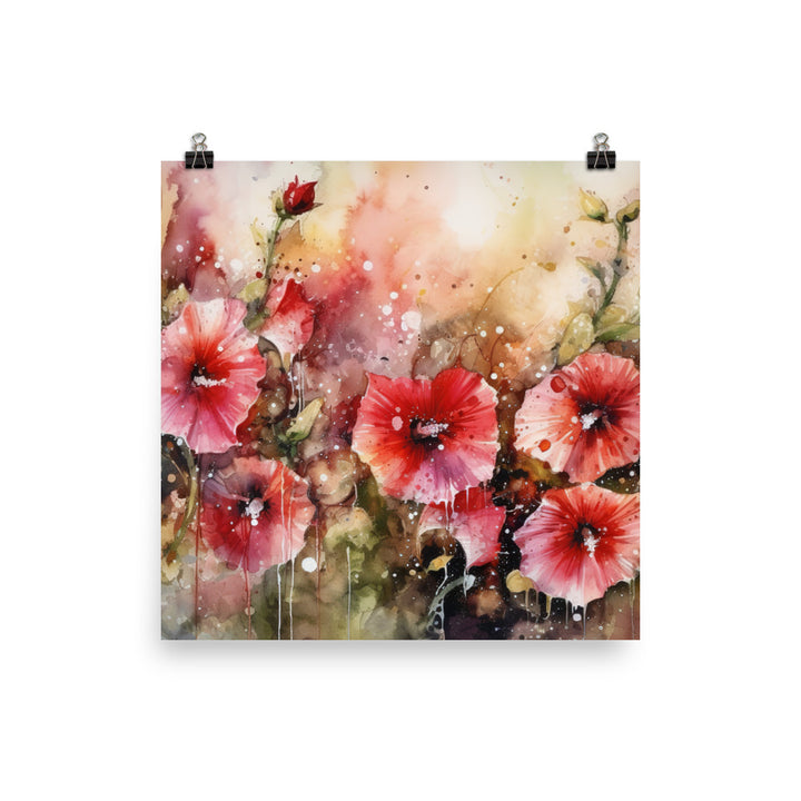 Symphony of Hollyhocks photo paper poster - Posterfy.AI