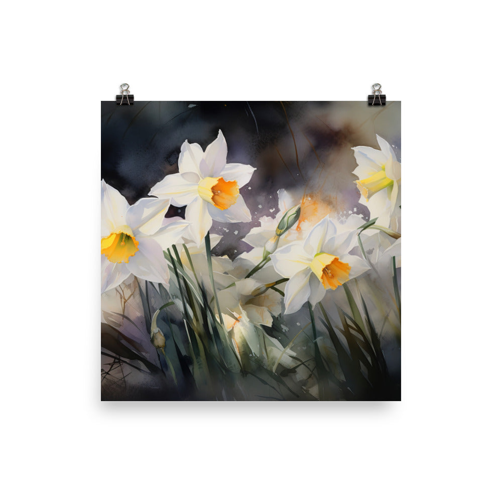 Watercolor Delicacy in Daffodils photo paper poster - Posterfy.AI