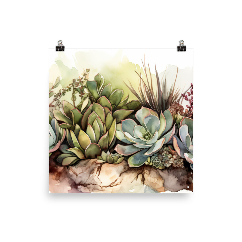 Serenity in Succulents photo paper poster - Posterfy.AI