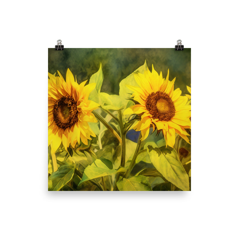 Serene Sunflowers photo paper poster - Posterfy.AI