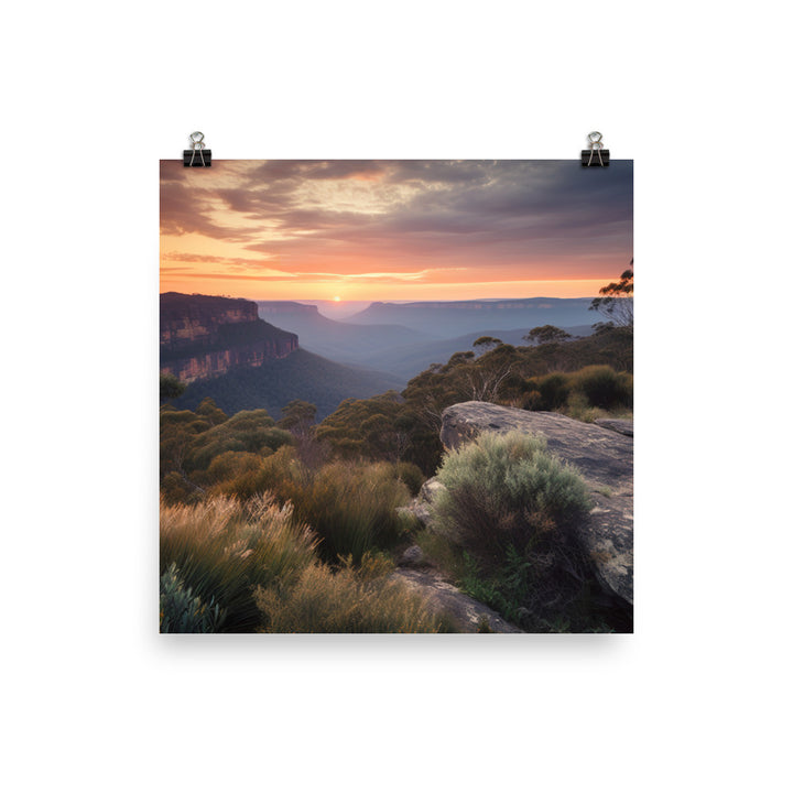 Blue Hour in the Blue Mountains photo paper poster - Posterfy.AI