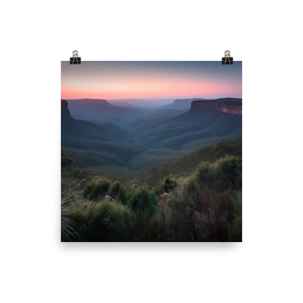 Blue Hour in the Blue Mountains photo paper poster - Posterfy.AI
