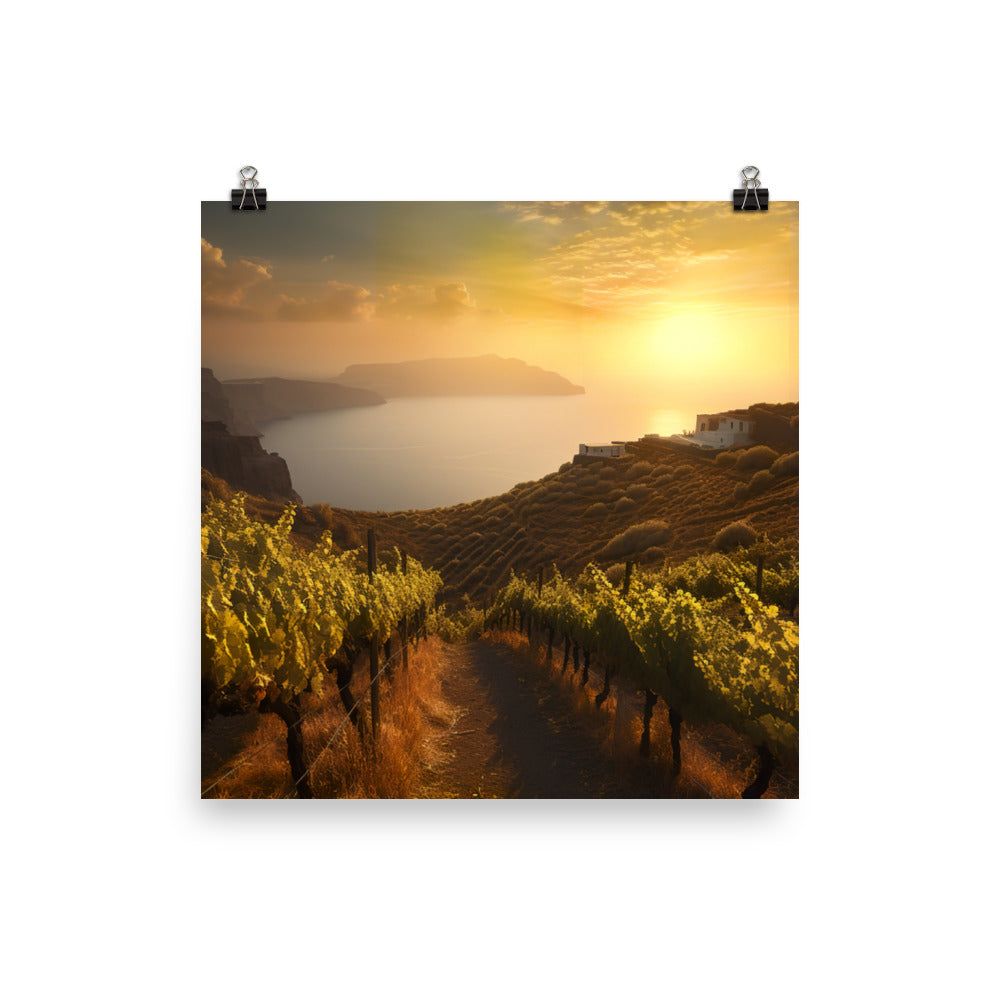 Vineyard Paradise of Santorini photo paper poster - Posterfy.AI