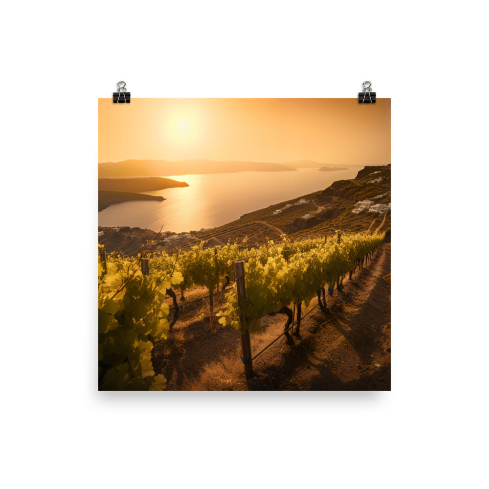 Vineyard Paradise of Santorini photo paper poster - Posterfy.AI